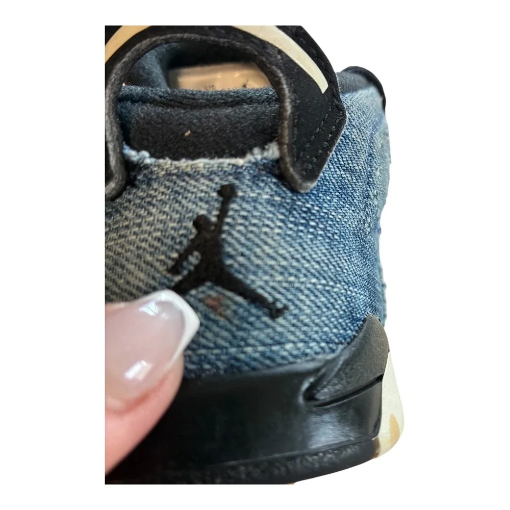 Air Jordan 6 Retro Denim Toddler Shoes‎ CV5488-401 Blue Black Brown Sneakers